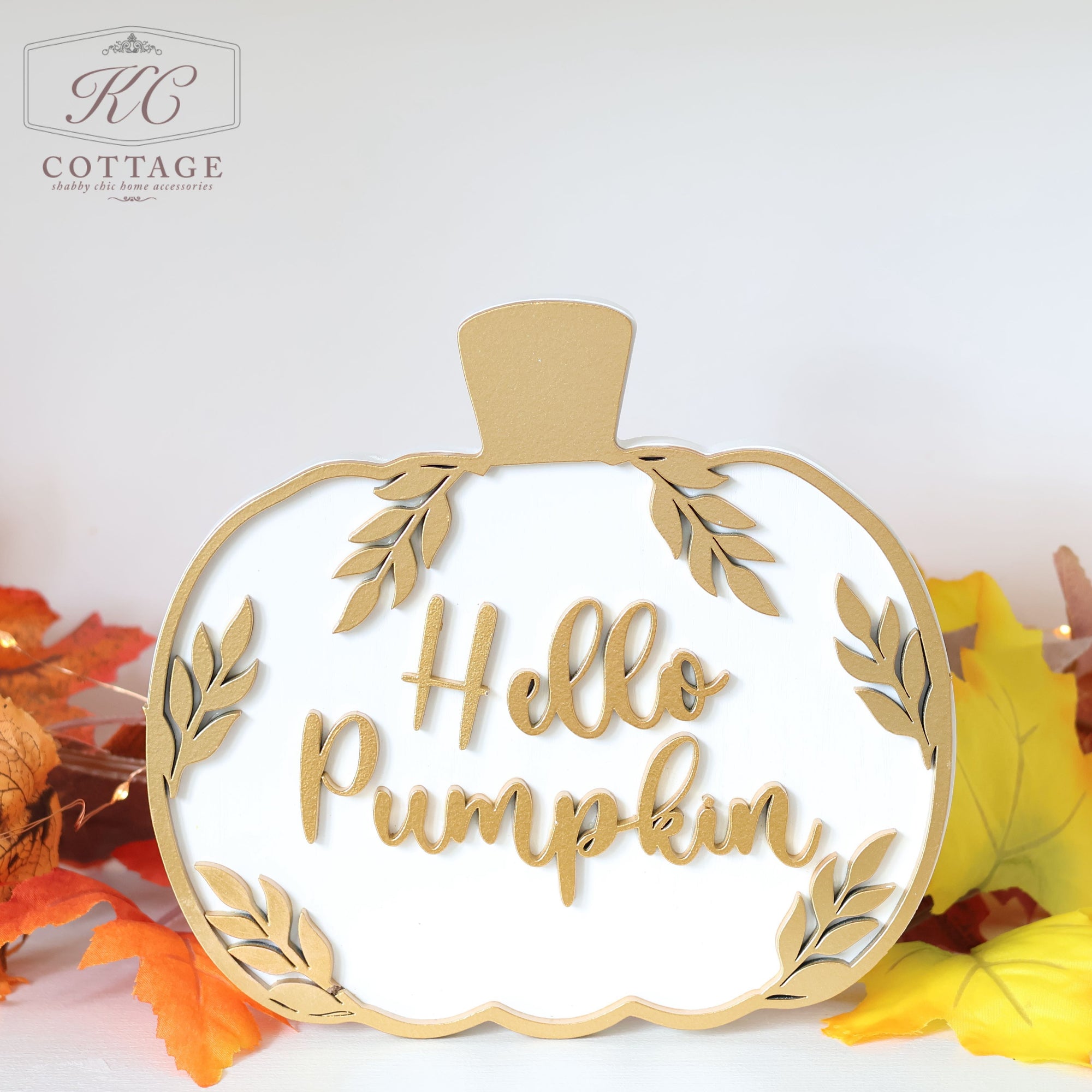 Autumn White and Gold Pumpkin