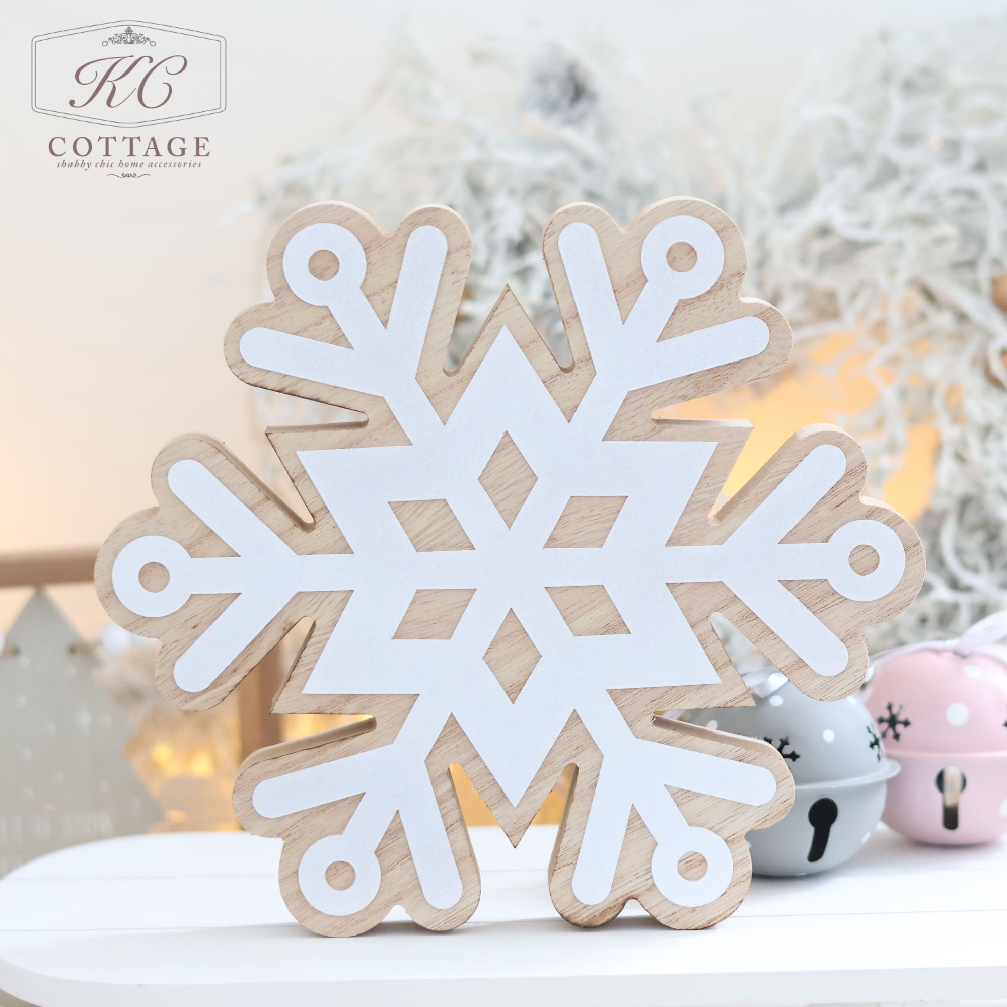 Christmas Wooden Standing Snowflakes Large