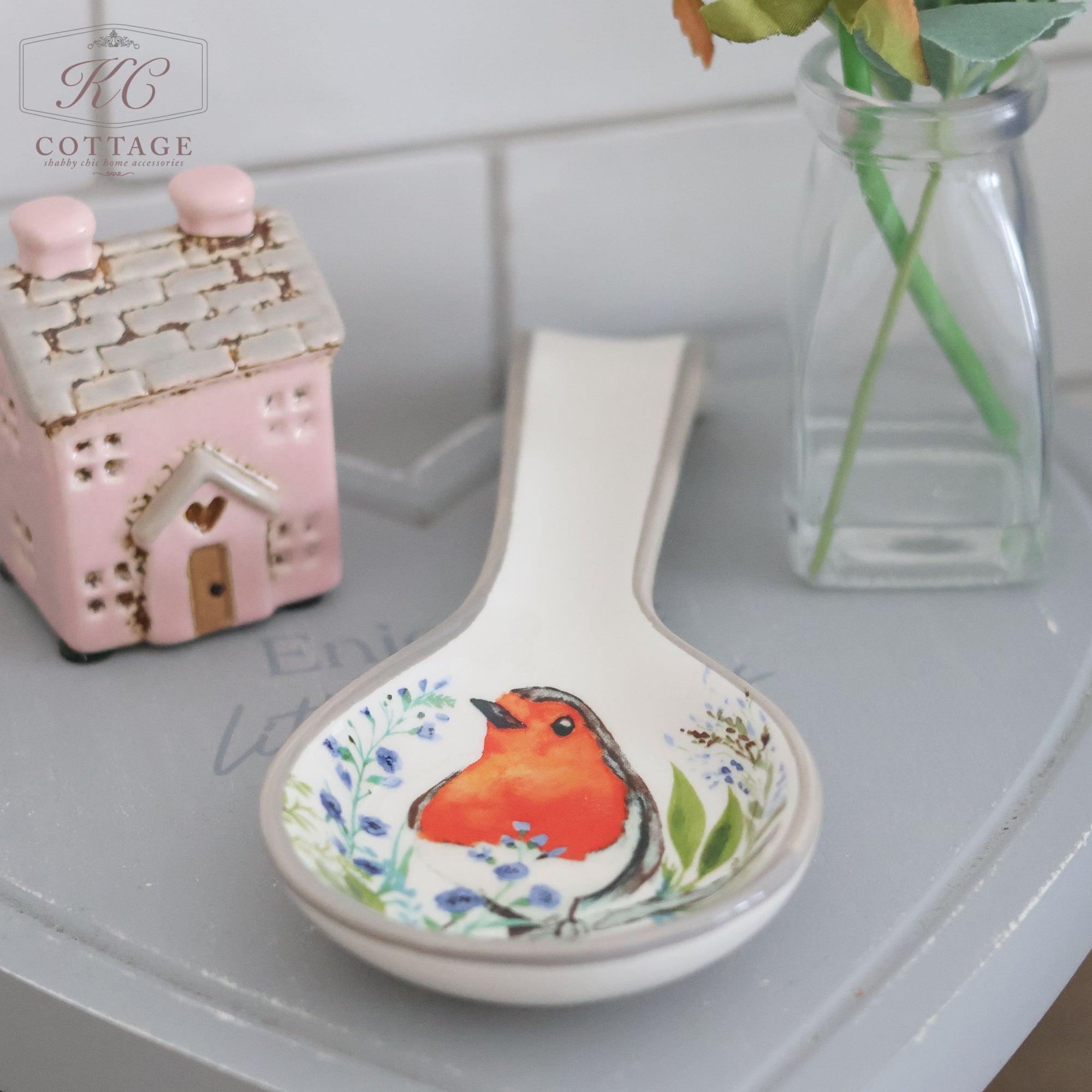 Robin Forget Me Not Ceramic Spoon Rest