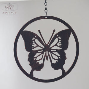 Bronzed Metal Garden Hanger - Butterfly