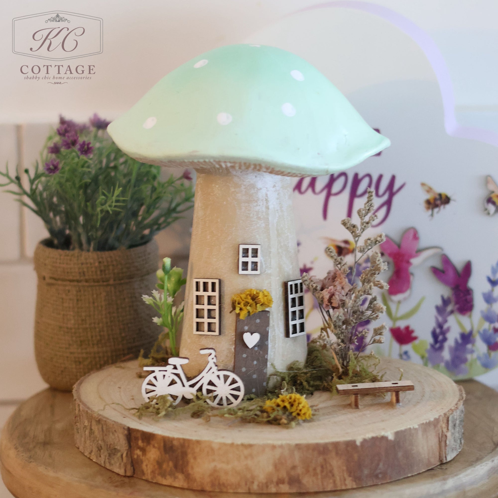 Spring Toadstool Cottage Large Ornament