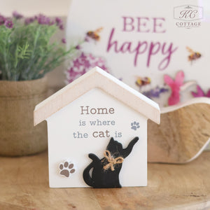 Wooden Cat House Shaped Sign