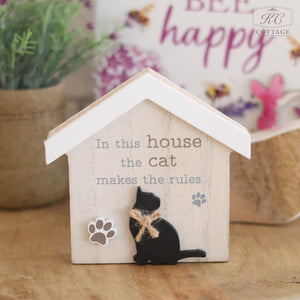 Wooden Cat House Shaped Sign