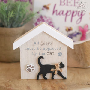 Wooden Cat House Shaped Sign