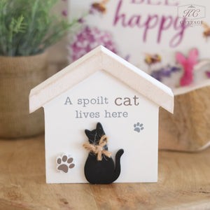 Wooden Cat House Shaped Sign