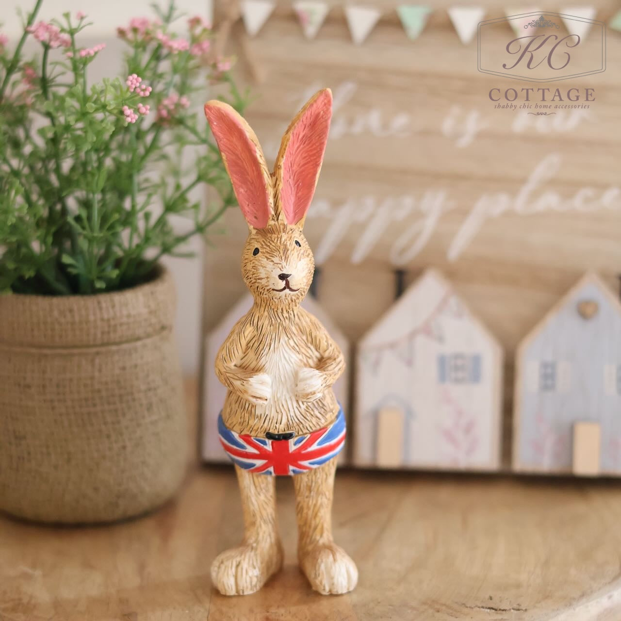 Standing Bunny Ornament in Union Jack Shorts