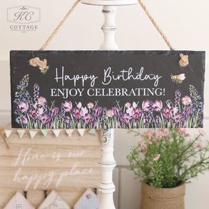 Slate Rectangle Floral Signs with sentiments