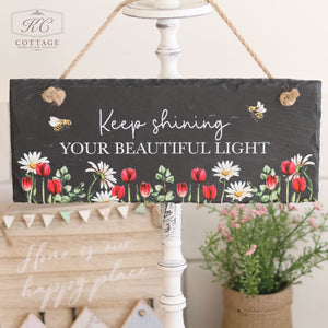 Slate Rectangle Floral Signs with sentiments