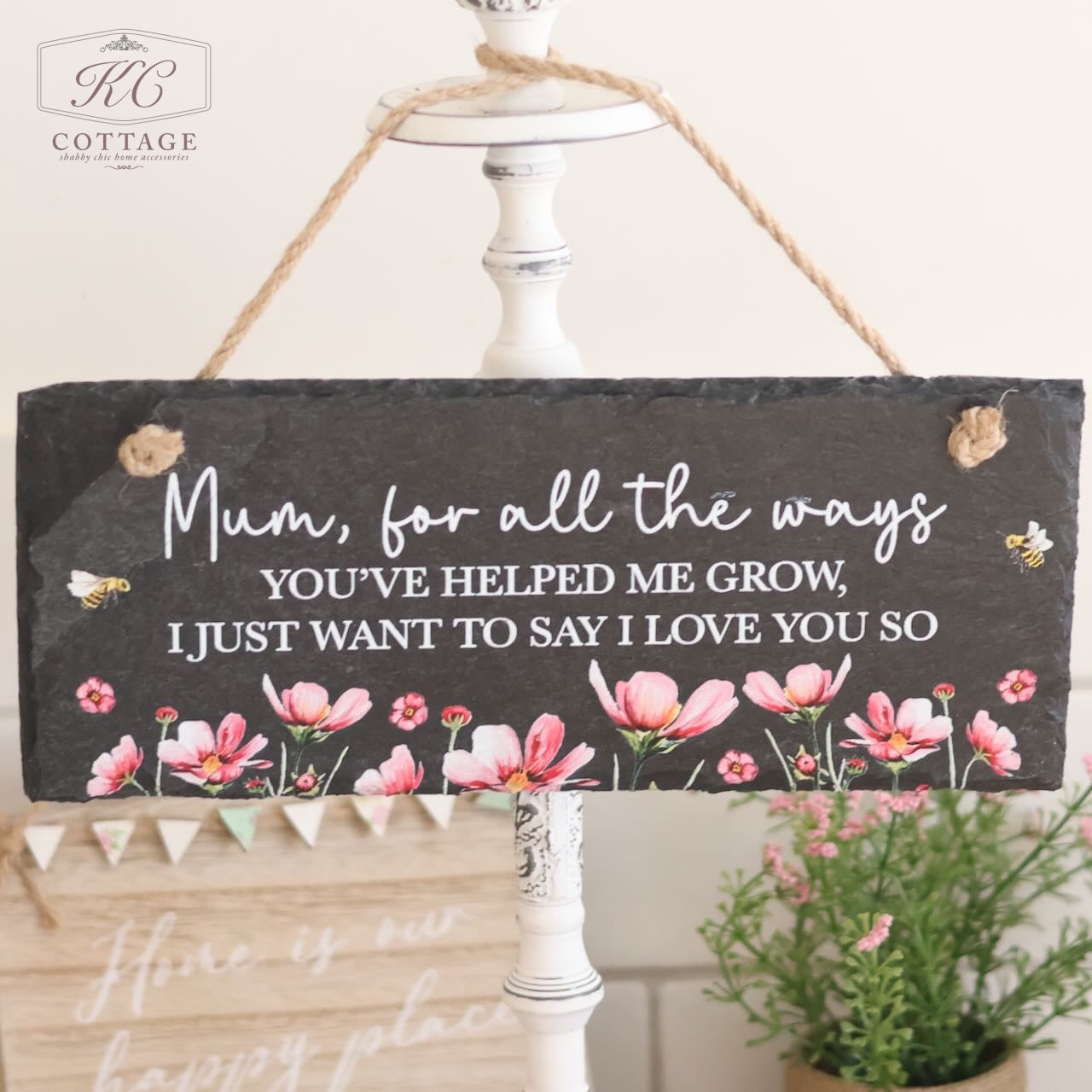 Slate Rectangle Floral Signs with sentiments