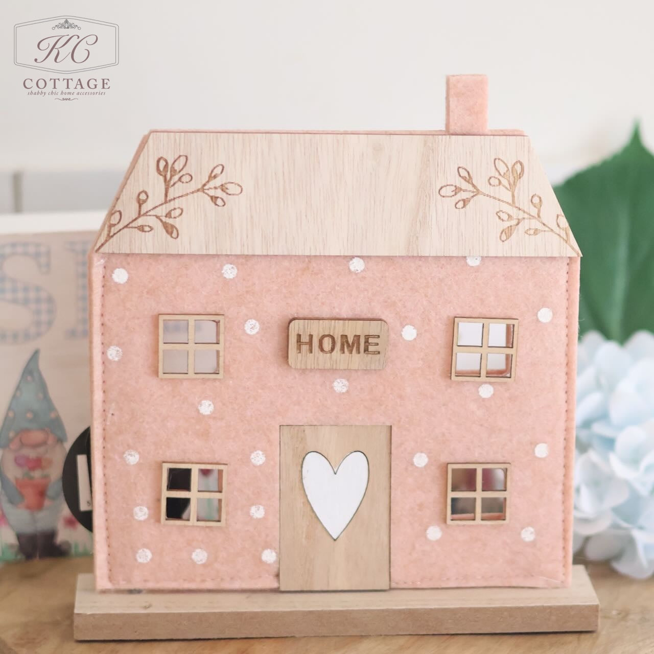 Pink Felt Wooden House Ornament