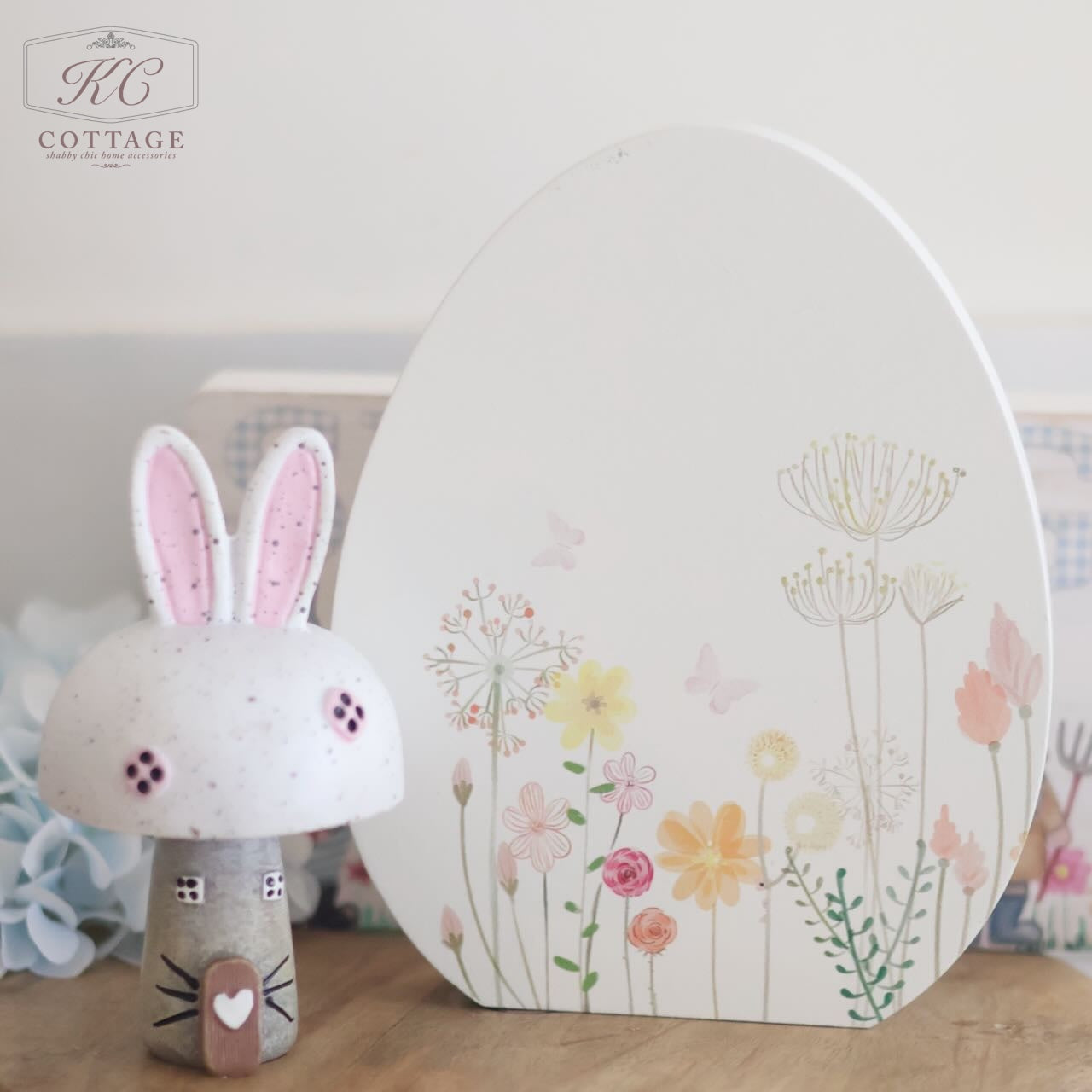 Easter Wooden Egg with Floral Design