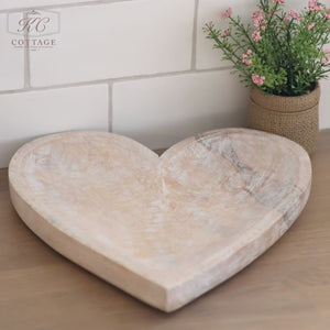 White Wooden Heart Dish