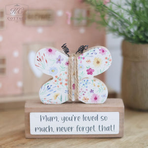 Mum Floral Wooden Butterfly Ornament