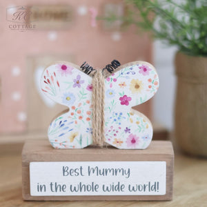 Mum Floral Wooden Butterfly Ornament