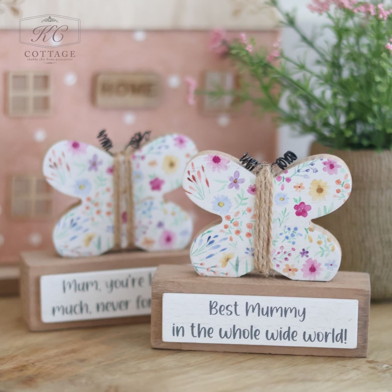 Mum Floral Wooden Butterfly Ornament