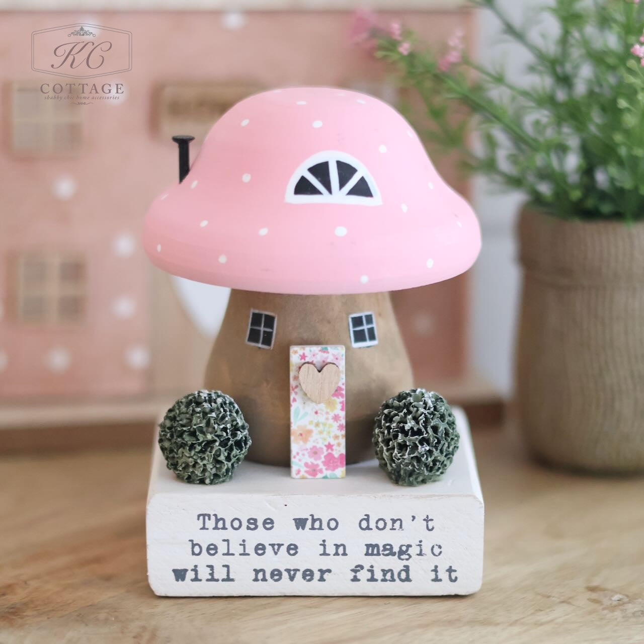 Pink Mushroom House Ornament