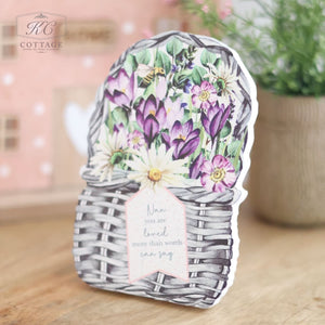 Flower Basket Keepsake Wooden Sign With Easel