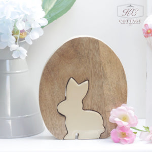 Wooden Easter Egg With Rabbit