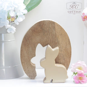 Wooden Easter Egg With Rabbit