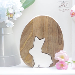 Wooden Easter Egg With Rabbit