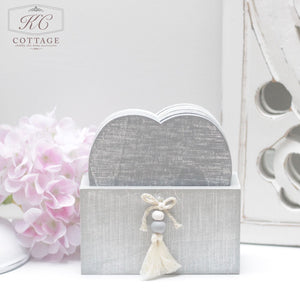 Wooden Grey Heart Coasters