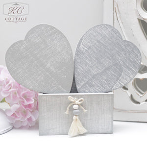 Wooden Grey Heart Coasters